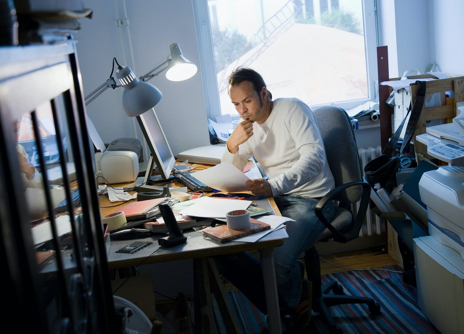 Man working in his home office