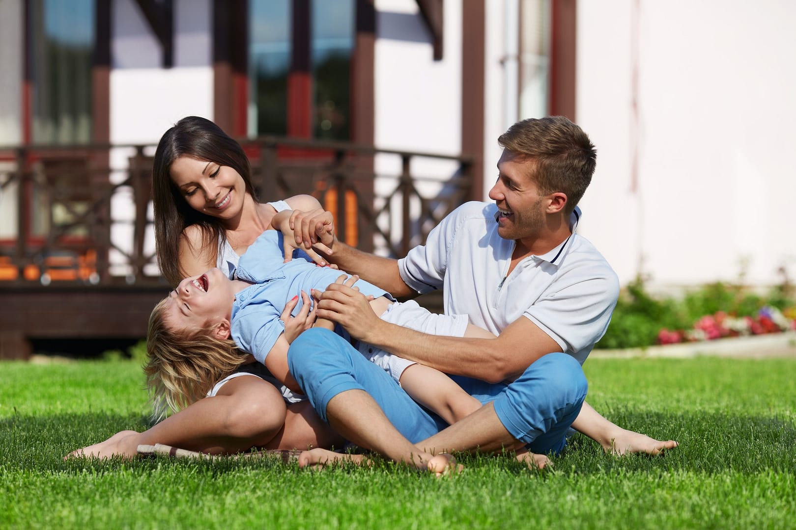 Playing on a lawn